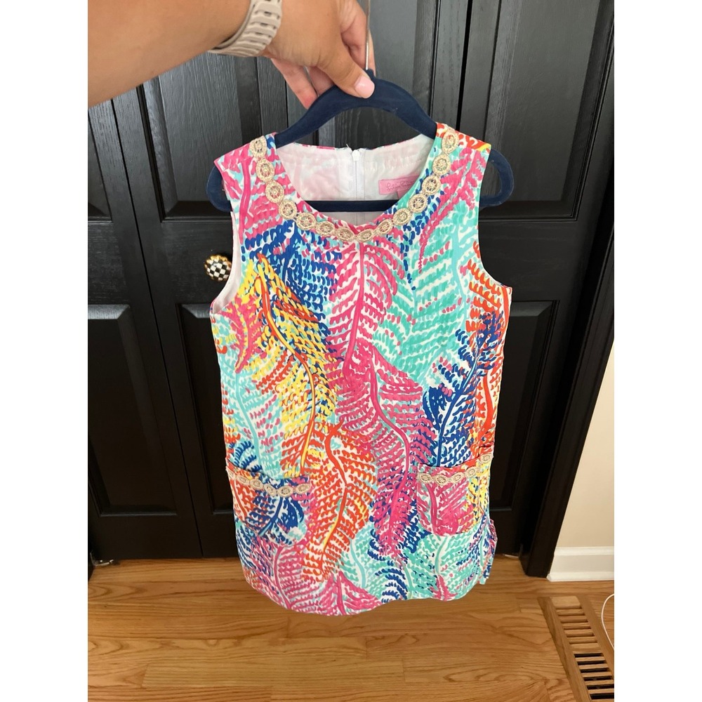 Lilly Pulitzer MILA "Roar Of The Seas" Shift‎ Dress, Multicolor, girls 7
